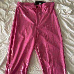 Never worn!!! Pink faux leather pants. SM-MD